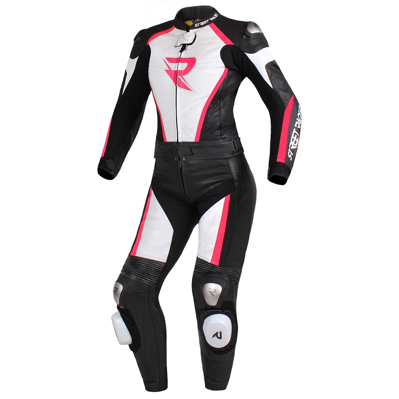 Naisten Jumpsuit Street Racer Kiara musta-valkoinen-fluo vaaleanpunainen alennusmyynti