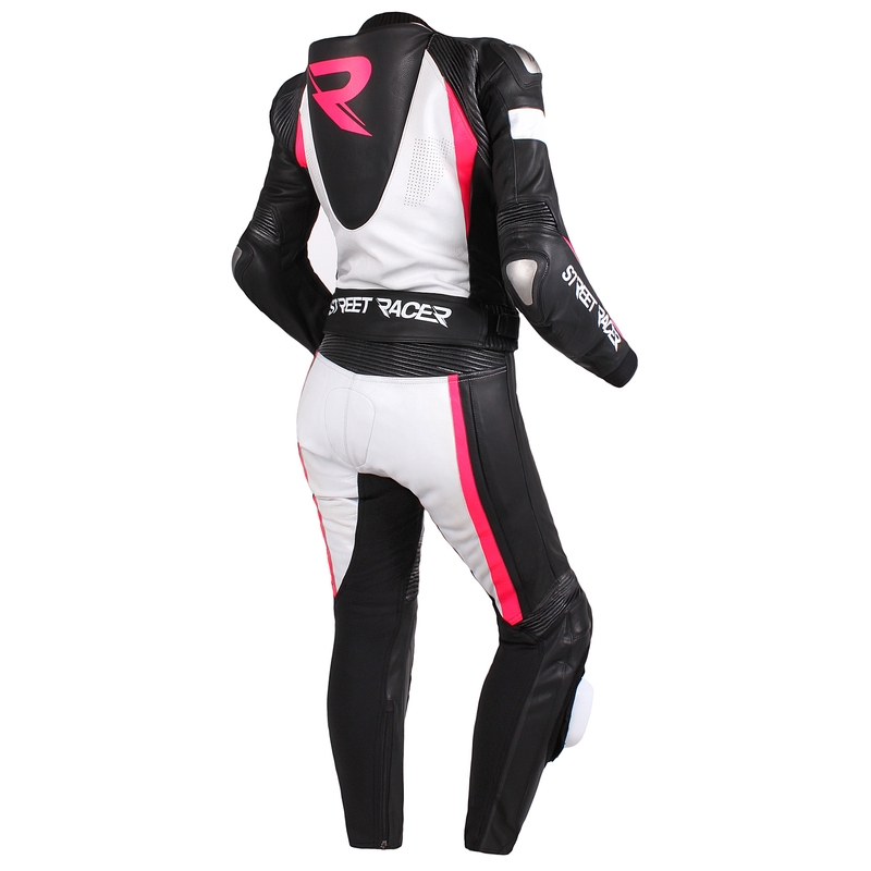 Naisten Jumpsuit Street Racer Kiara musta-valkoinen-fluo vaaleanpunainen alennusmyynti