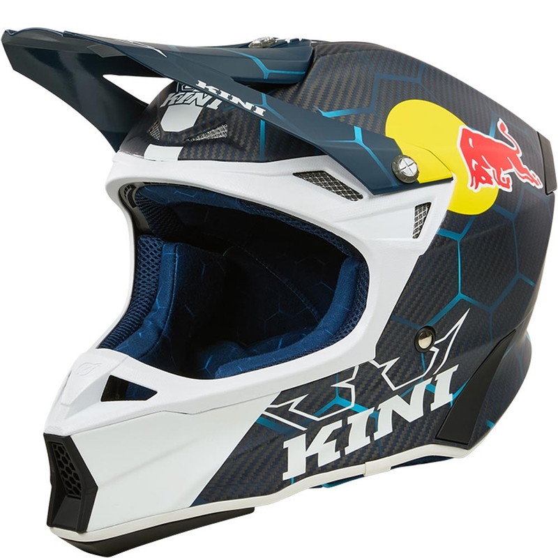 Motocross-kypärä KINI Red Bull MXC2 2.0 sini-valkoinen
