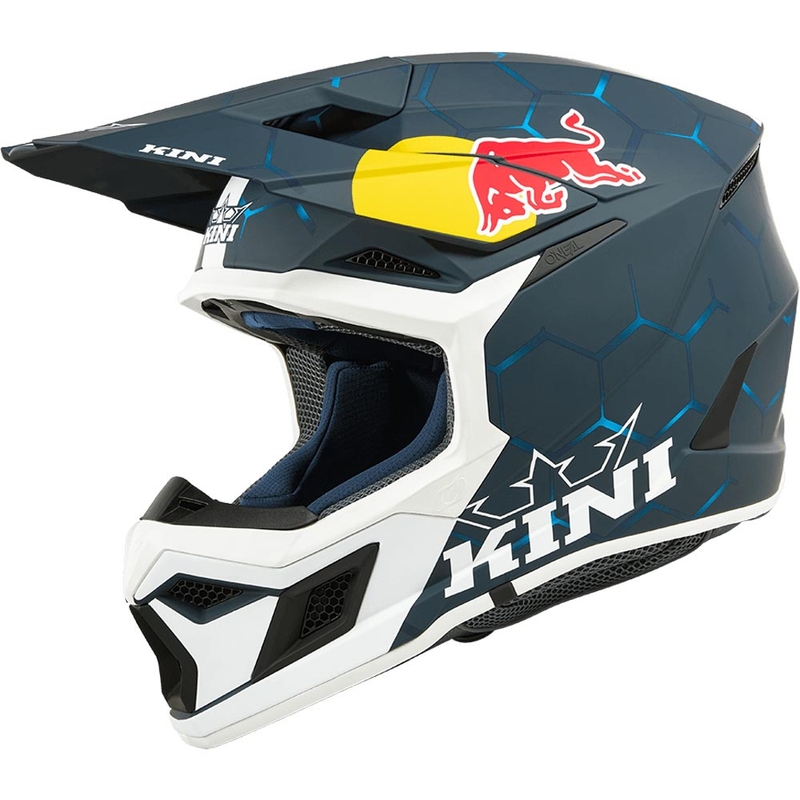 Motocross-kypärä KINI Red Bull MX3 1.0 sini-valkoinen
