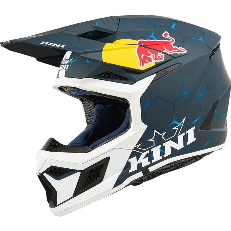 Motocross-kypärä KINI Red Bull MX3 1.0 sini-valkoinen