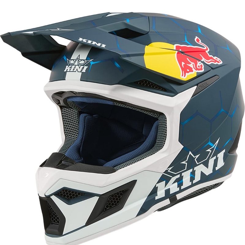 Motocross-kypärä KINI Red Bull MX3 1.0 sini-valkoinen