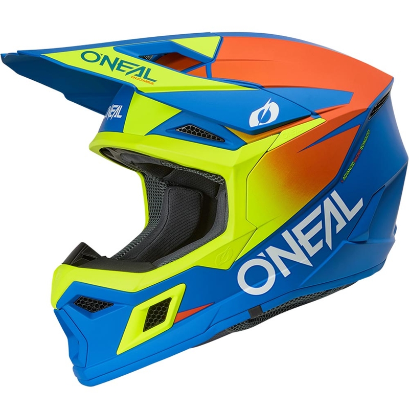 Motocross-kypärä O´Neal 3SRS Solid matta sini-fluo keltainen