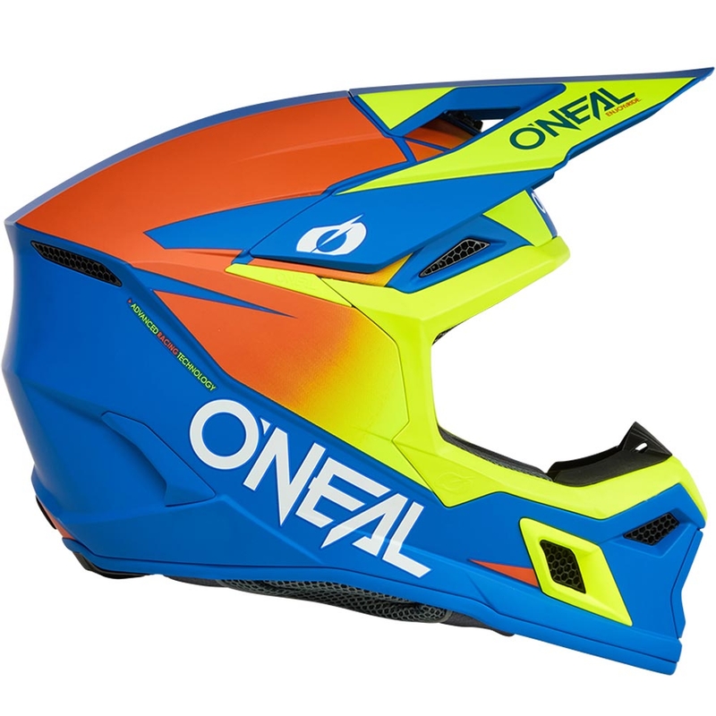 Motocross-kypärä O´Neal 3SRS Solid matta sini-fluo keltainen