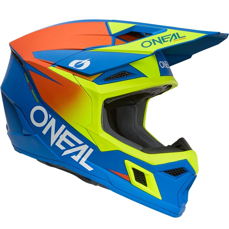 Motocross-kypärä O´Neal 3SRS Solid matta sini-fluo keltainen
