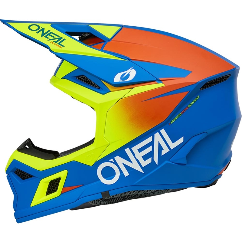 Motocross-kypärä O´Neal 3SRS Solid matta sini-fluo keltainen