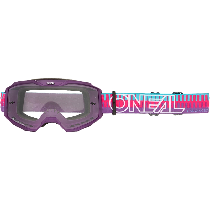 Motocrosslasit O´Neal B-10 Raidallinen pinkki-violetti (kirkas pleksilasi)
