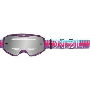 Motocrosslasit O´Neal B-10 raidallinen pinkki-violetti (peilihopea pleksilasi)