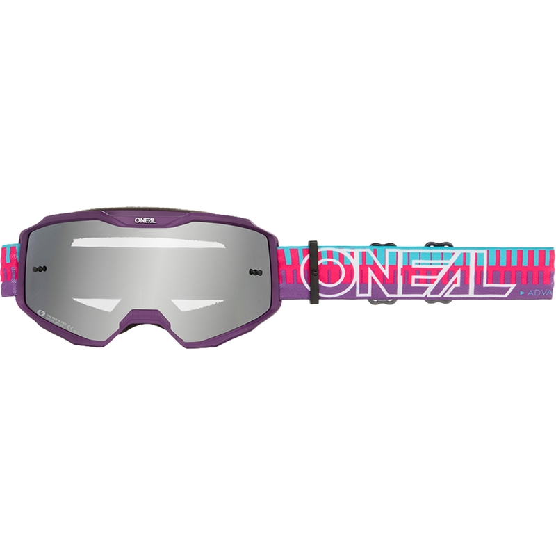 Motocrosslasit O´Neal B-10 raidallinen pinkki-violetti (peilihopea pleksilasi)