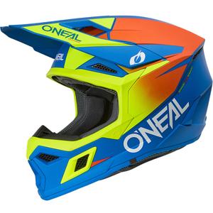 Lasten motocrossikypärä O'Neal 3SRS Solid matta sini-fluo keltainen