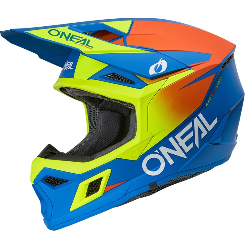 Lasten motocrossikypärä O'Neal 3SRS Solid matta sini-fluo keltainen