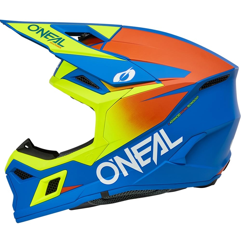 Lasten motocrossikypärä O'Neal 3SRS Solid matta sini-fluo keltainen