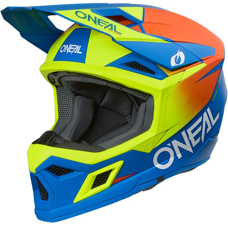 Lasten motocrossikypärä O'Neal 3SRS Solid matta sini-fluo keltainen