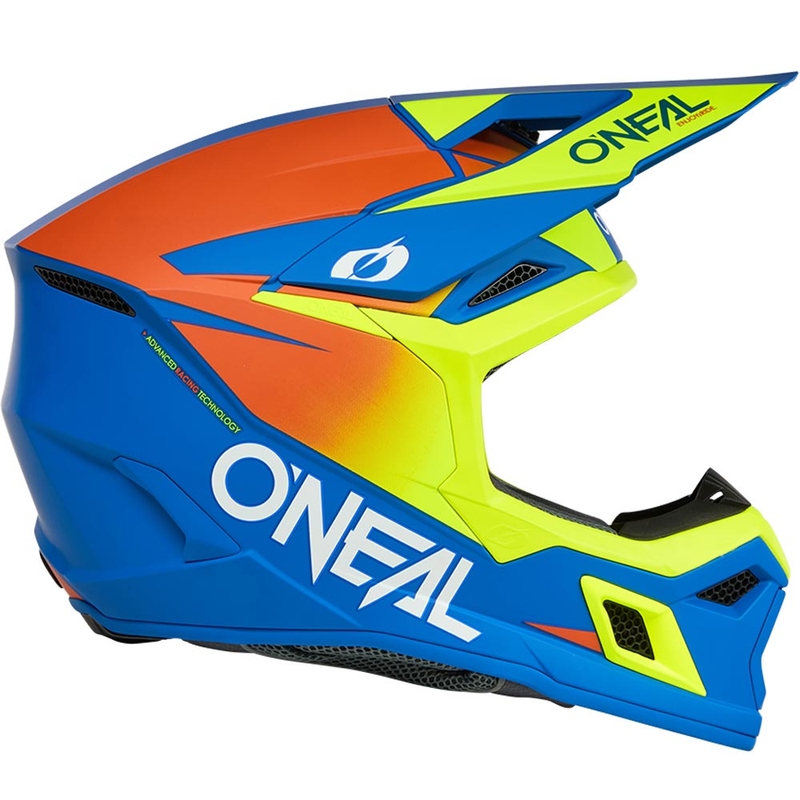 Lasten motocrossikypärä O'Neal 3SRS Solid matta sini-fluo keltainen