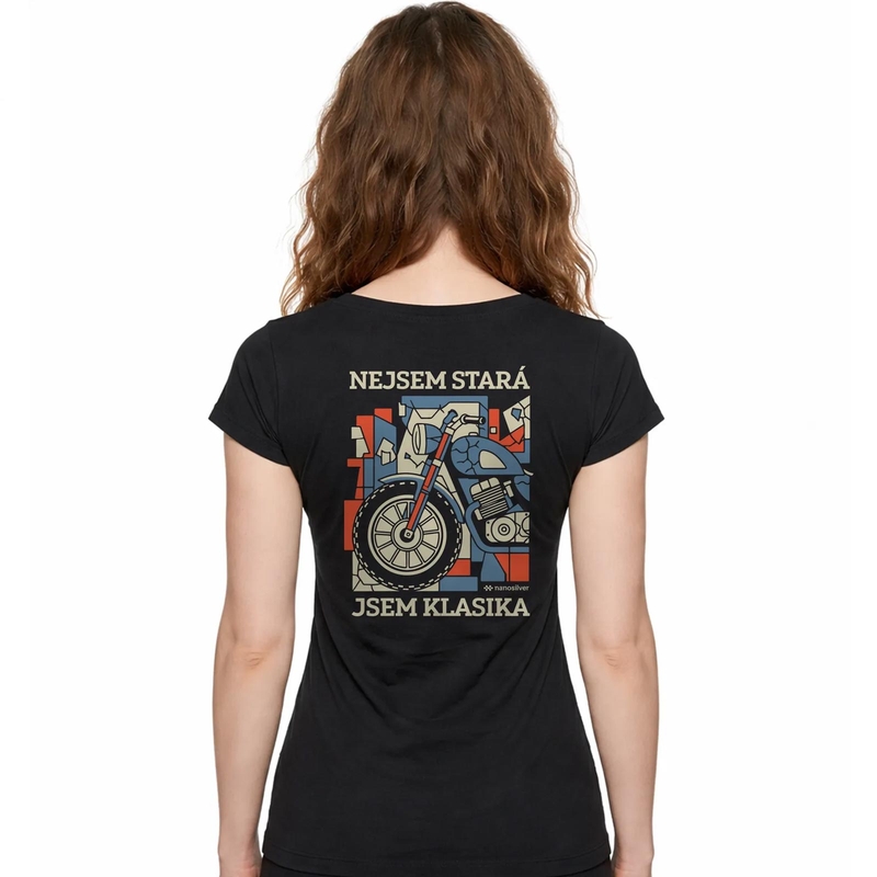Naisten Nanosilver T-paita I AM A CLASSIC musta