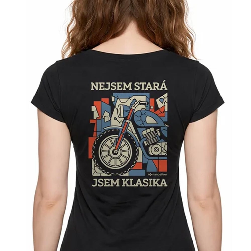 Naisten Nanosilver T-paita I AM A CLASSIC musta
