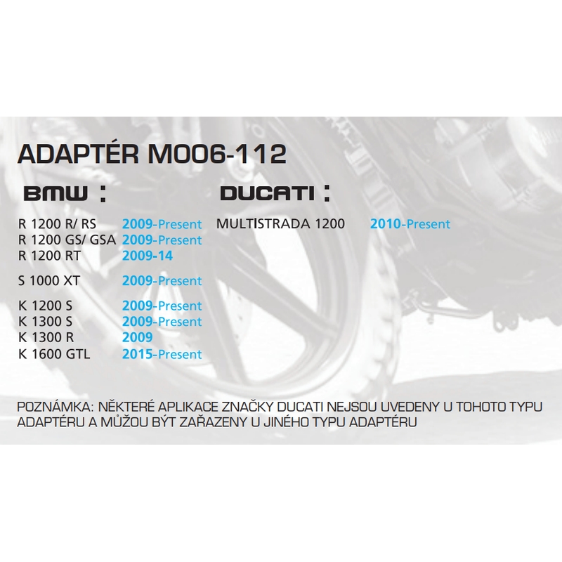 Adapteri Oxford-säiliölaukuille - BMW, Ducati