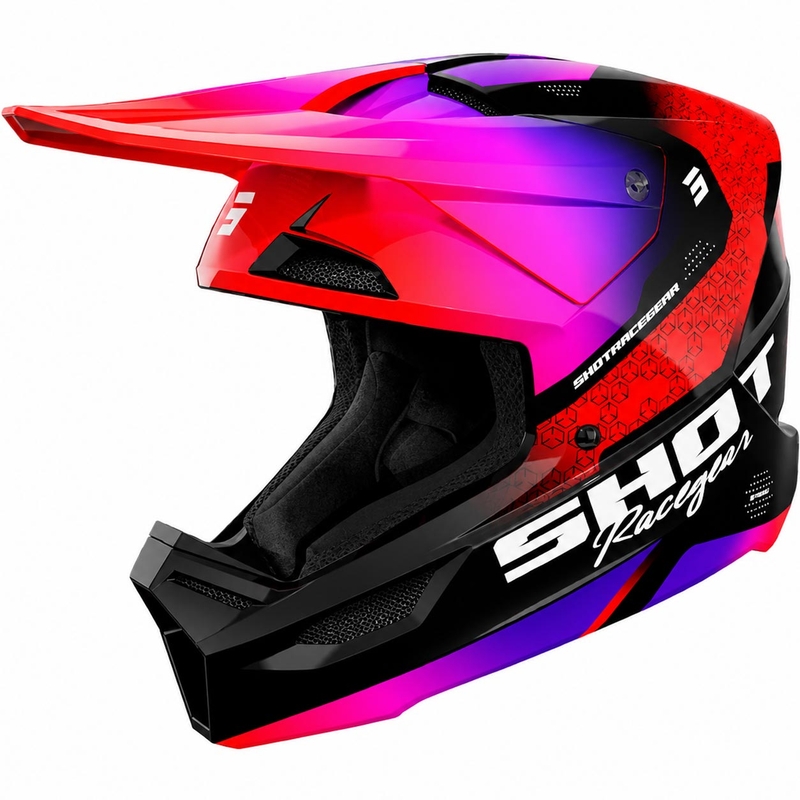 Shot Furious Stream Lasten Motocross Kypärä Kiiltävän Punainen