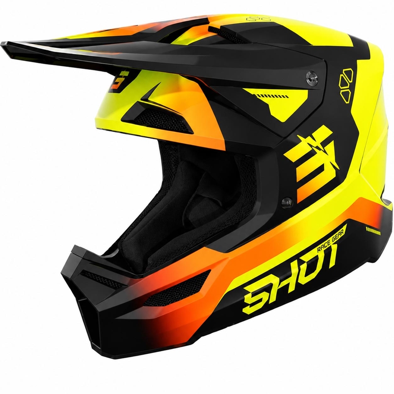Shot Furious Rocket Lasten Motocross Kypärä Kiiltävän Fluoresoiva Keltainen
