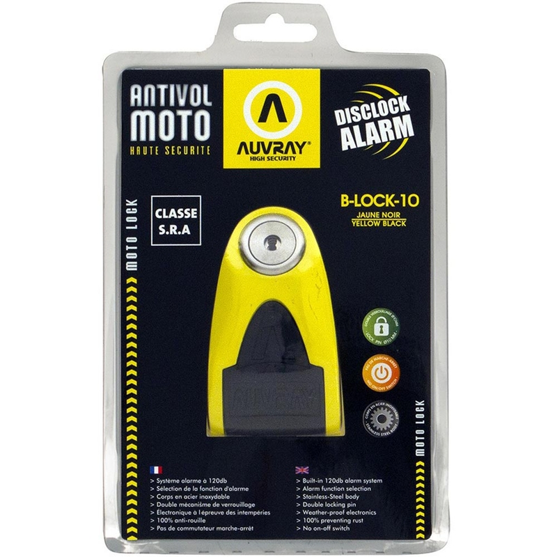 Jarrulevyn lukko Auvray B-Lock 10 hälytys 120 dB keltainen