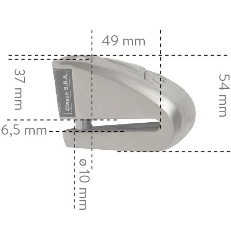Auvray B-Lock 10 jarrulevylukko 120 dB hälytyksellä, teräksenhopea