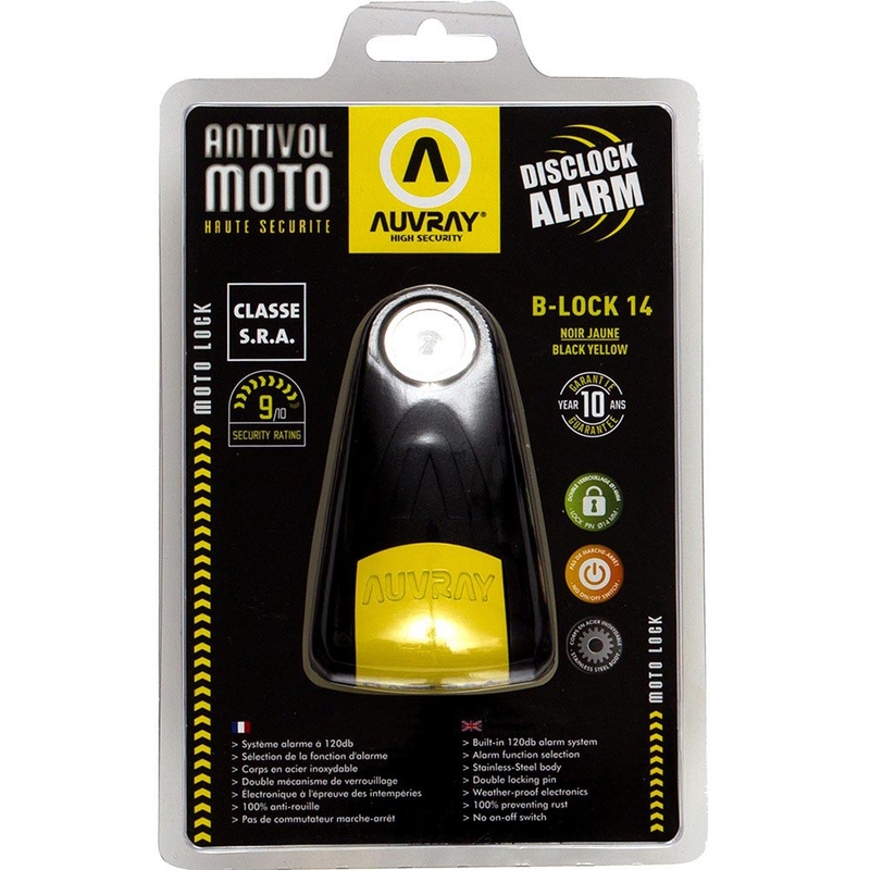 Auvray B-Lock 14 jarrulevyn lukko hälytyksellä, musta