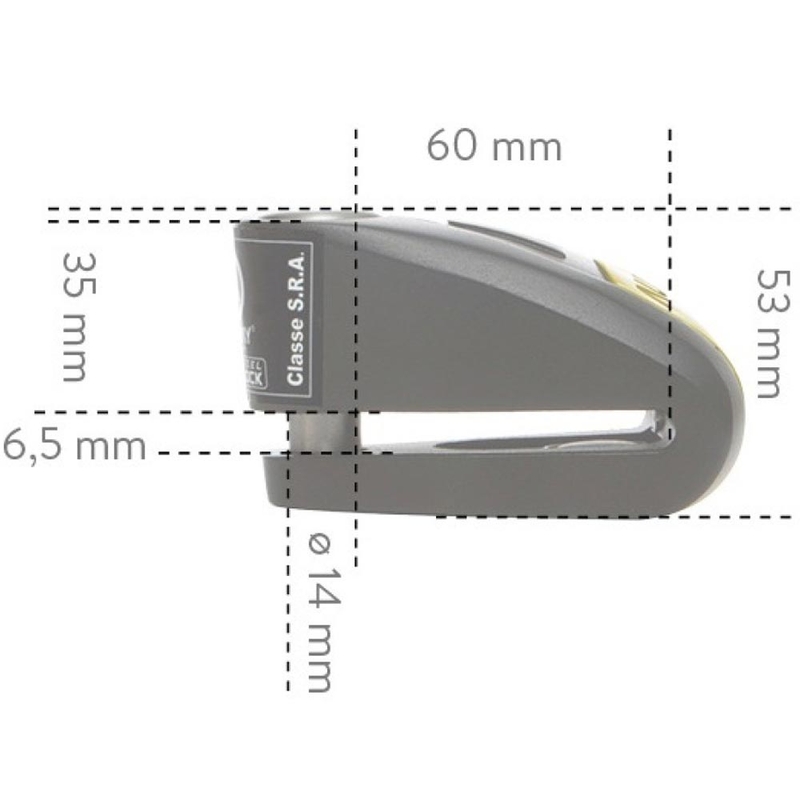 Auvray B-Lock 14 jarrulevyn lukko hälytyksellä, musta