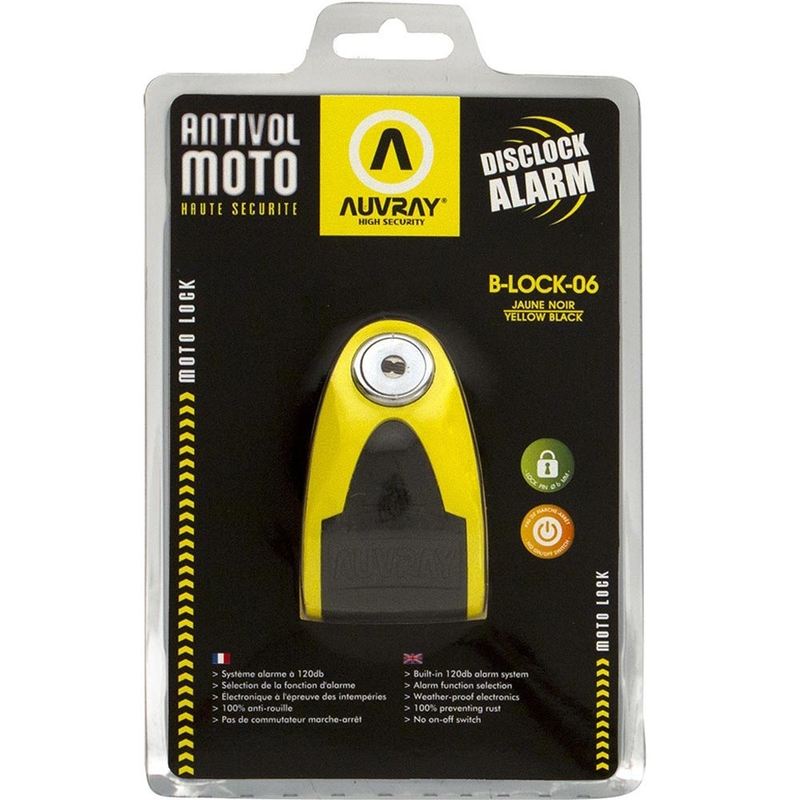 Auvray B-Lock 06 jarrulevylukko 120 dB hälytyksellä, keltainen