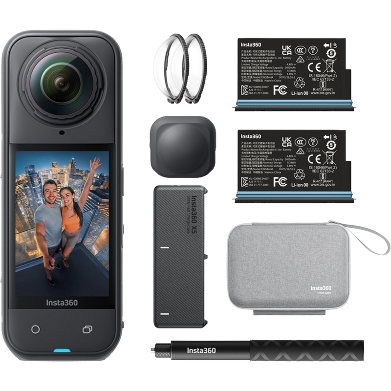 Insta360 X5 Essentials -paketti, musta action-kamera