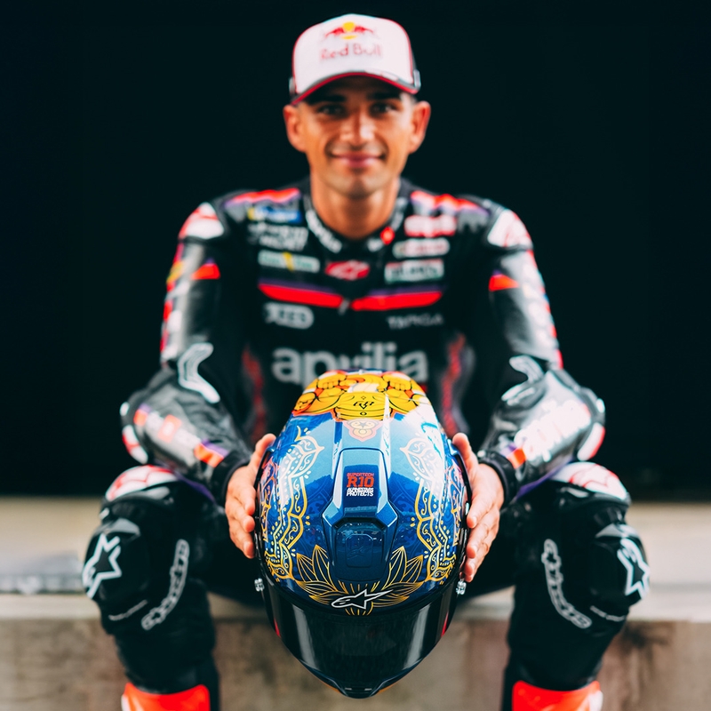 Kokokasvoinen moottoripyöräkypärä Alpinestars Supertech R10 Marthanator rajoitettu erä JORGE MARTIN sininen helmi kulta punainen