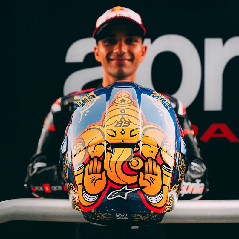 Kokokasvoinen moottoripyöräkypärä Alpinestars Supertech R10 Marthanator rajoitettu erä JORGE MARTIN sininen helmi kulta punainen