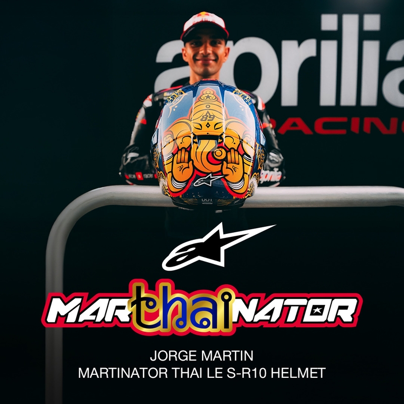 Kokokasvoinen moottoripyöräkypärä Alpinestars Supertech R10 Marthanator rajoitettu erä JORGE MARTIN sininen helmi kulta punainen