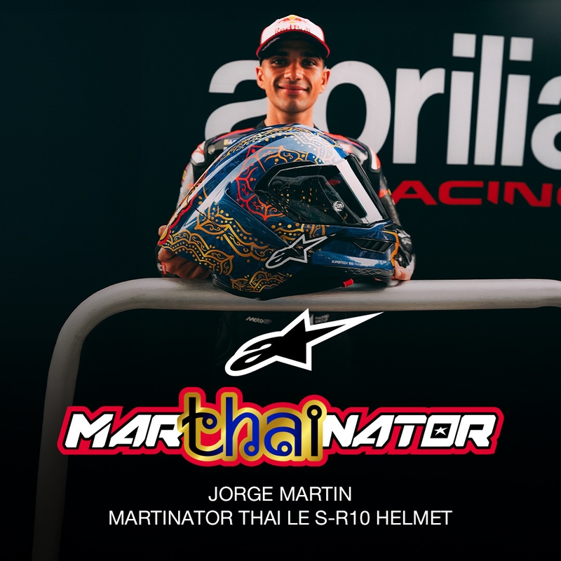 Kokokasvoinen moottoripyöräkypärä Alpinestars Supertech R10 Marthanator rajoitettu erä JORGE MARTIN sininen helmi kulta punainen