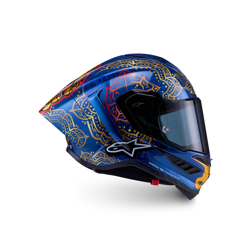 Kokokasvoinen moottoripyöräkypärä Alpinestars Supertech R10 Marthanator rajoitettu erä JORGE MARTIN sininen helmi kulta punainen