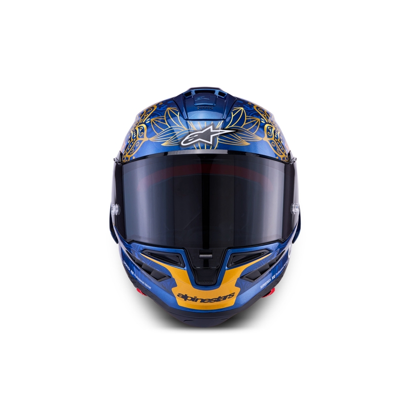 Kokokasvoinen moottoripyöräkypärä Alpinestars Supertech R10 Marthanator rajoitettu erä JORGE MARTIN sininen helmi kulta punainen