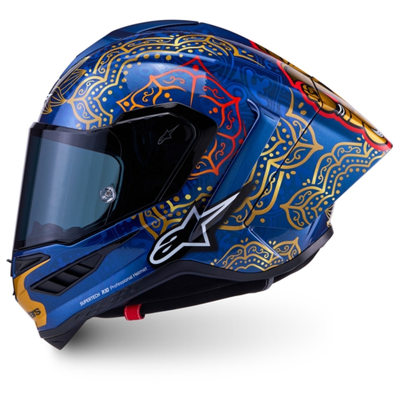 Kokokasvoinen moottoripyöräkypärä Alpinestars Supertech R10 Marthanator rajoitettu erä JORGE MARTIN sininen helmi kulta punainen