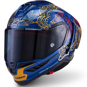 Kokokasvoinen moottoripyöräkypärä Alpinestars Supertech R10 Marthanator rajoitettu erä JORGE MARTIN sininen helmi kulta punainen