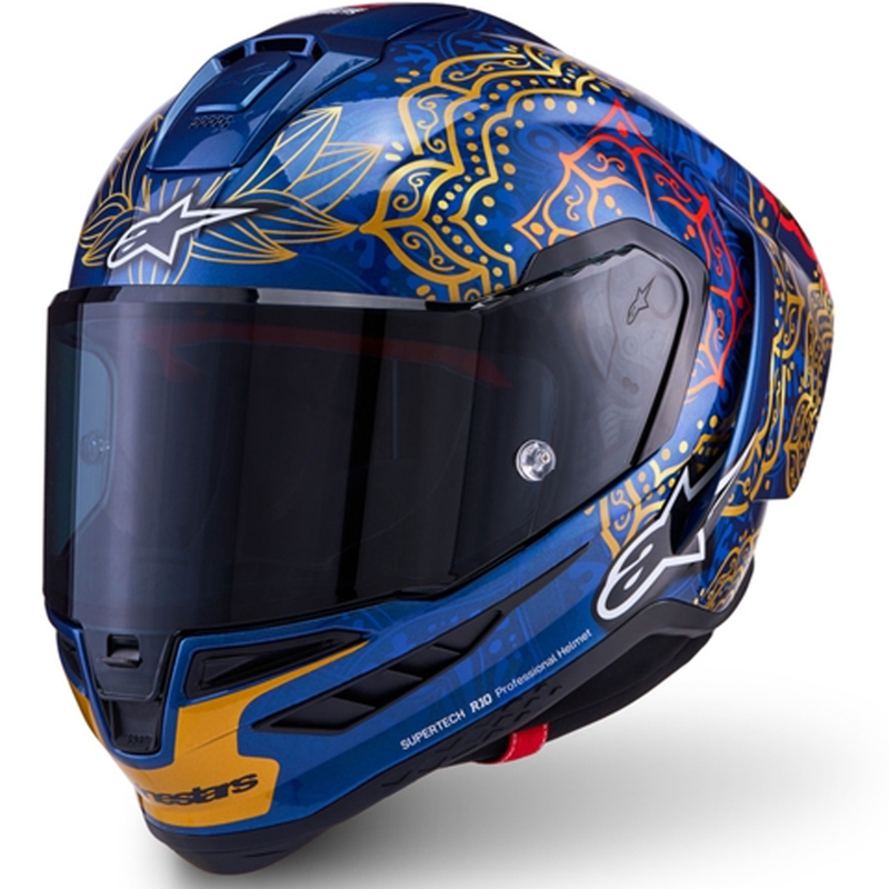 Kokokasvoinen moottoripyöräkypärä Alpinestars Supertech R10 Marthanator rajoitettu erä JORGE MARTIN sininen helmi kulta punainen