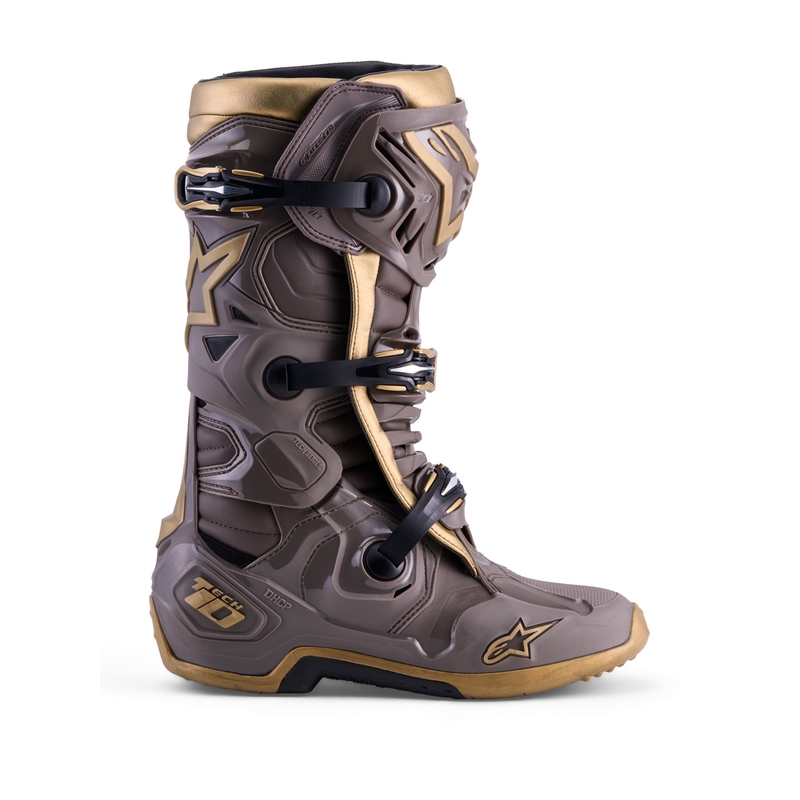 Alpinestars TECH 10 Limited Edition AIR GOLD Moottoripyörä Saappaat Ruskea-Kultaiset