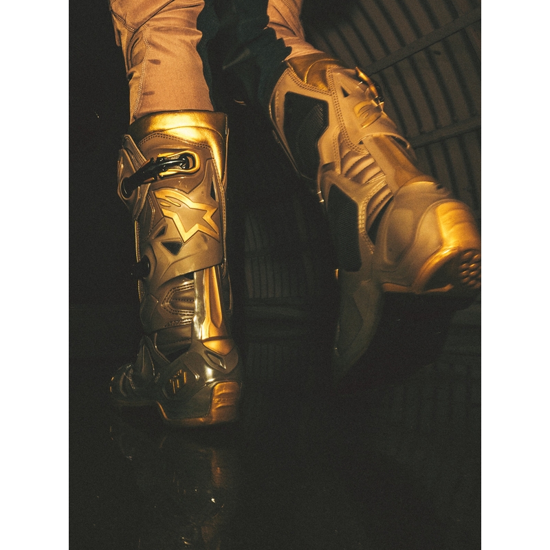 Alpinestars TECH 10 Limited Edition AIR GOLD Moottoripyörä Saappaat Ruskea-Kultaiset