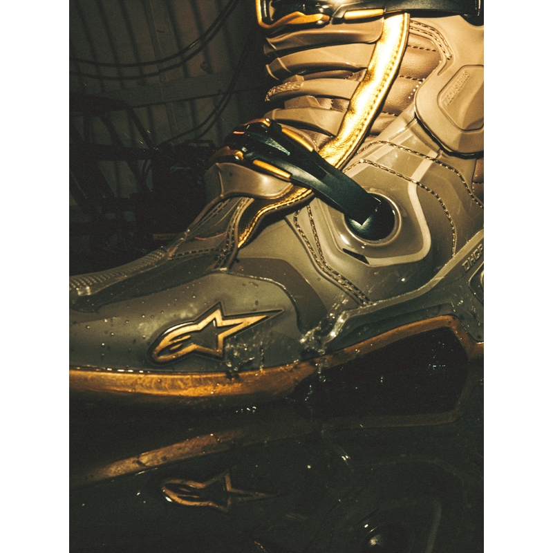 Alpinestars TECH 10 Limited Edition AIR GOLD Moottoripyörä Saappaat Ruskea-Kultaiset