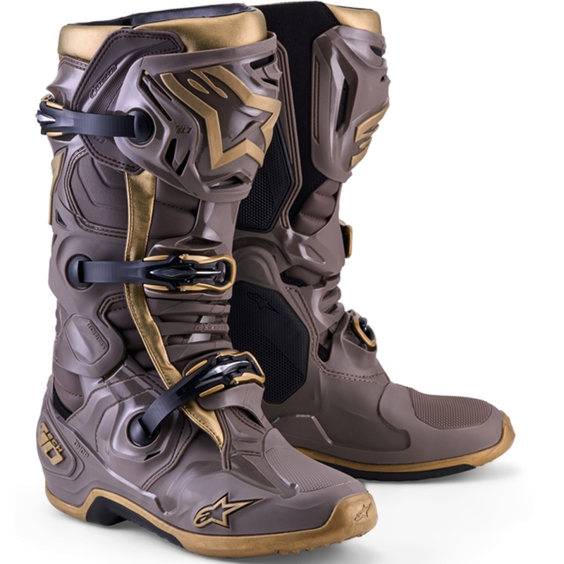 Alpinestars TECH 10 Limited Edition AIR GOLD Moottoripyörä Saappaat Ruskea-Kultaiset