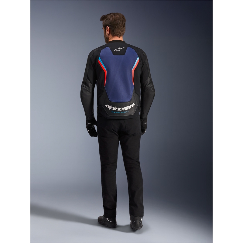 Alpinestars GP Force V2 nahkatakki musta-sini-fluo-punainen