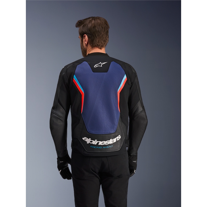 Alpinestars GP Force V2 nahkatakki musta-sini-fluo-punainen