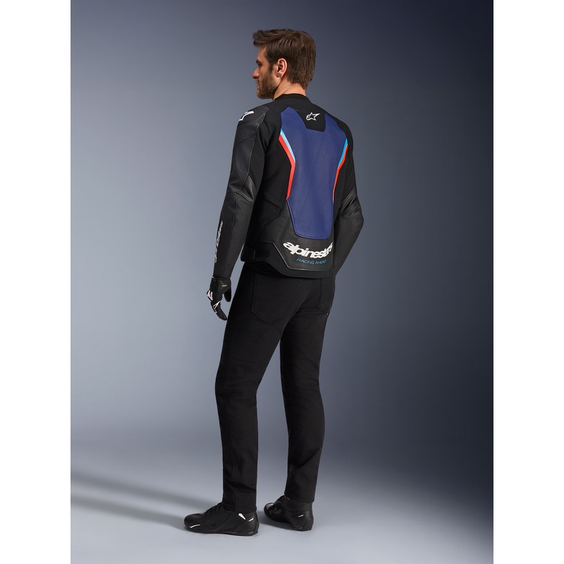 Alpinestars GP Force V2 nahkatakki musta-sini-fluo-punainen
