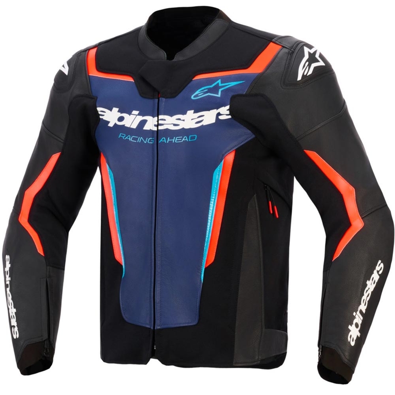 Alpinestars GP Force V2 nahkatakki musta-sini-fluo-punainen