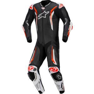 Alpinestars GP TECH V5 nahkainen yksiosainen moottoripyöräpuku musta-valko-fluopunainen
