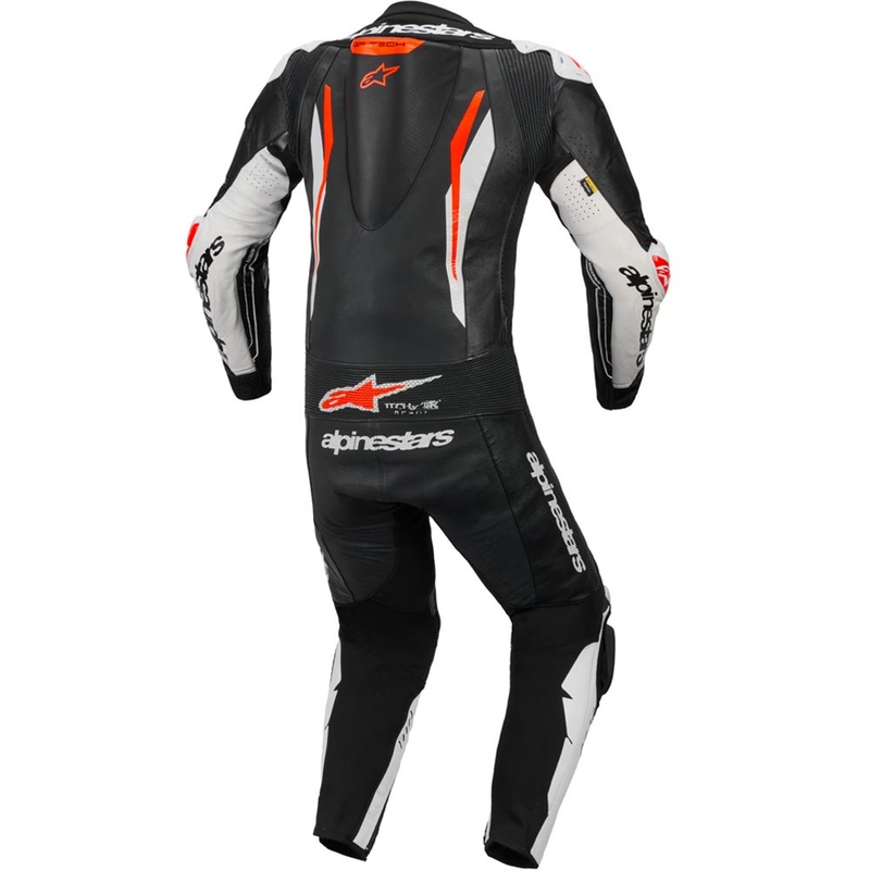 Alpinestars GP TECH V5 nahkainen yksiosainen moottoripyöräpuku musta-valko-fluopunainen