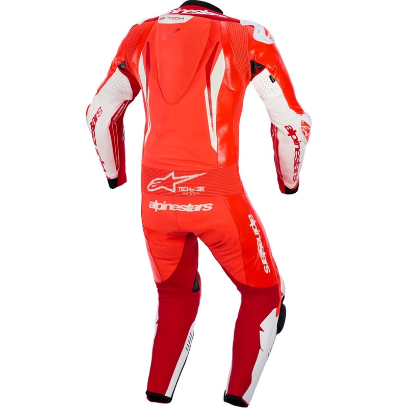 Alpinestars GP TECH V5 yksiosainen moottoripyöränahkapuku, fluoresoiva punainen-punainen-valkoinen