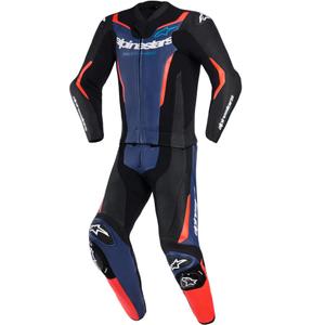 Alpinestars GP Force V2 kaksiosainen moottoripyöräpuku musta-sini-fluo-punainen